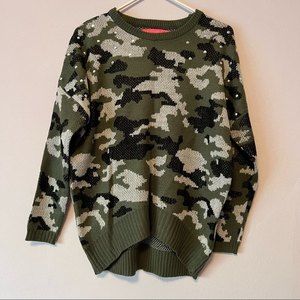NWT Rebellious One Camouflage Silver Studded Sweater